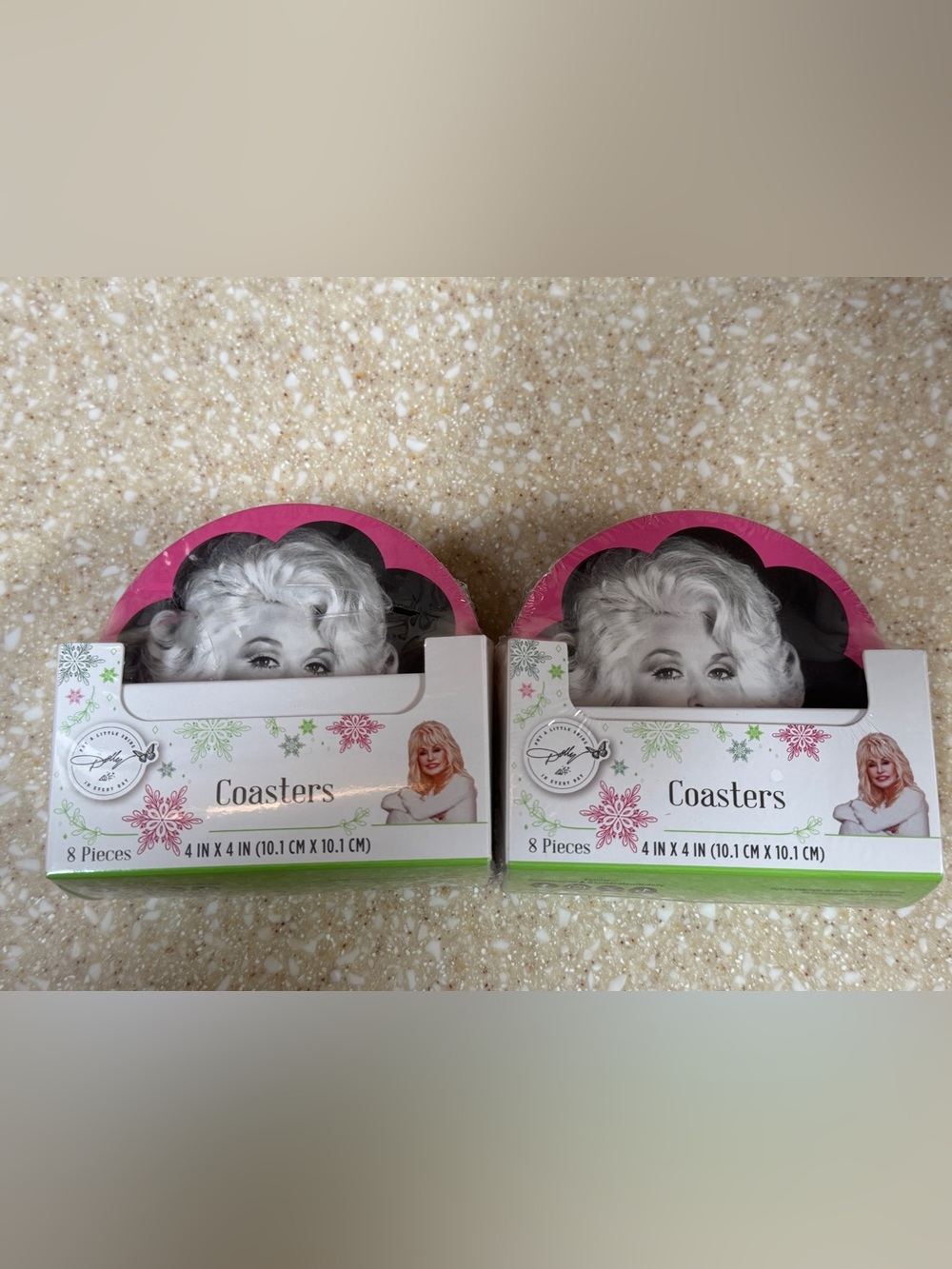 Dolly Parton Pink Decorative Coaster Sets 2 Boxes of 8  Coasters